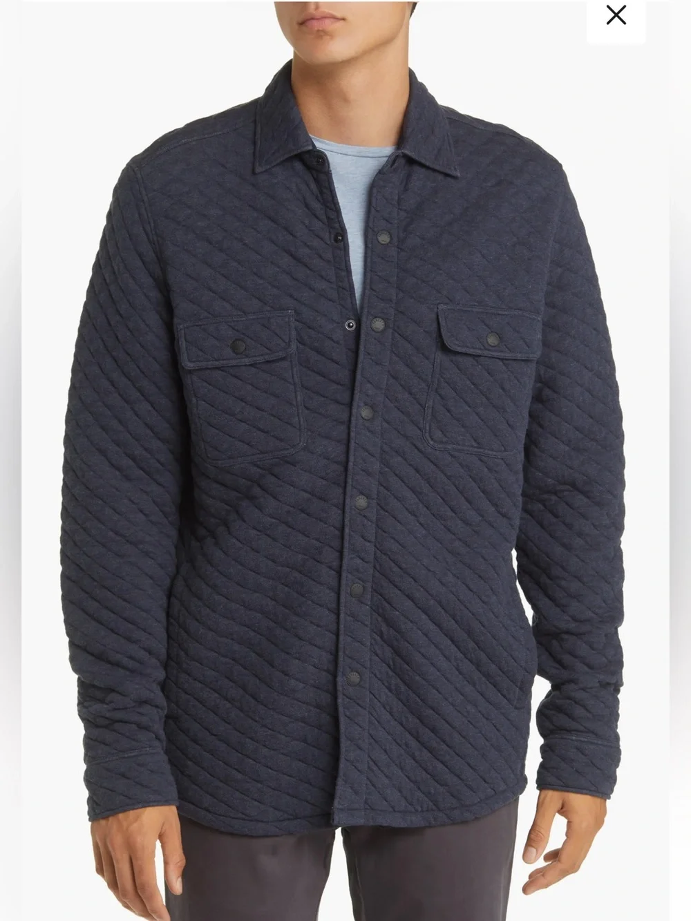 Faherty Men’s Epic Quilted Fleece CPO Shirt Jacket - Navy Melange sz XL